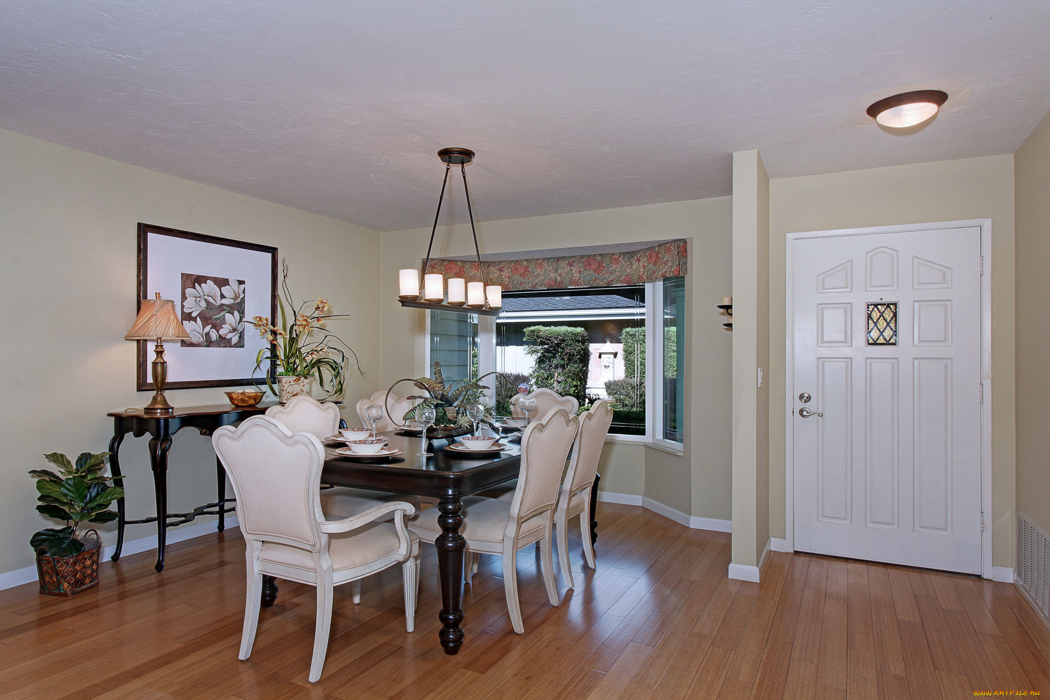 , , , , furniture, , , chandelier, style, flowers, dining, room